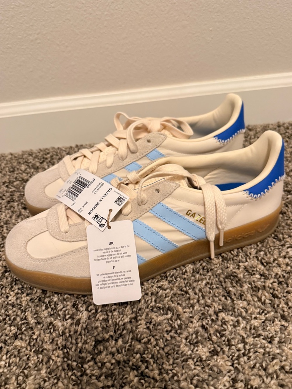 Adidas Gazelle Indoor - M8/W9 - off white clearsky blue - Picture 2 of 7